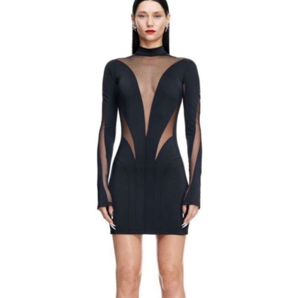 Mugler H&M Mesh Paneled Mini Dress - XS New with Tags